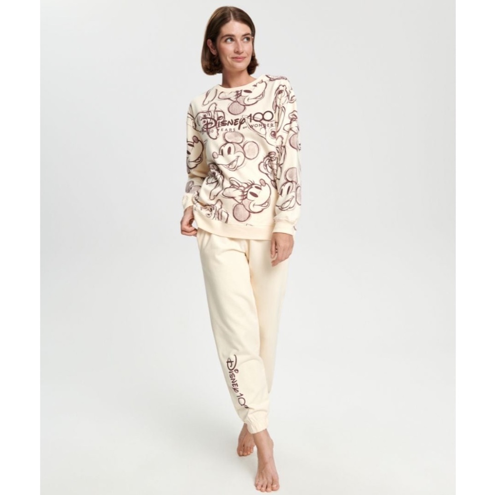 Disney 100 Mickey Mouse Women's Sweatshirt Nude Soft - Picture 3 of 5